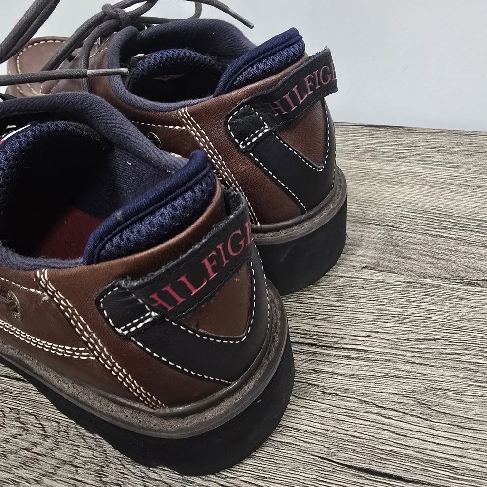 Tommy Hilfiger Brown Leather 90s Y2K‎ Chunky Shoes Mens Size 12 M